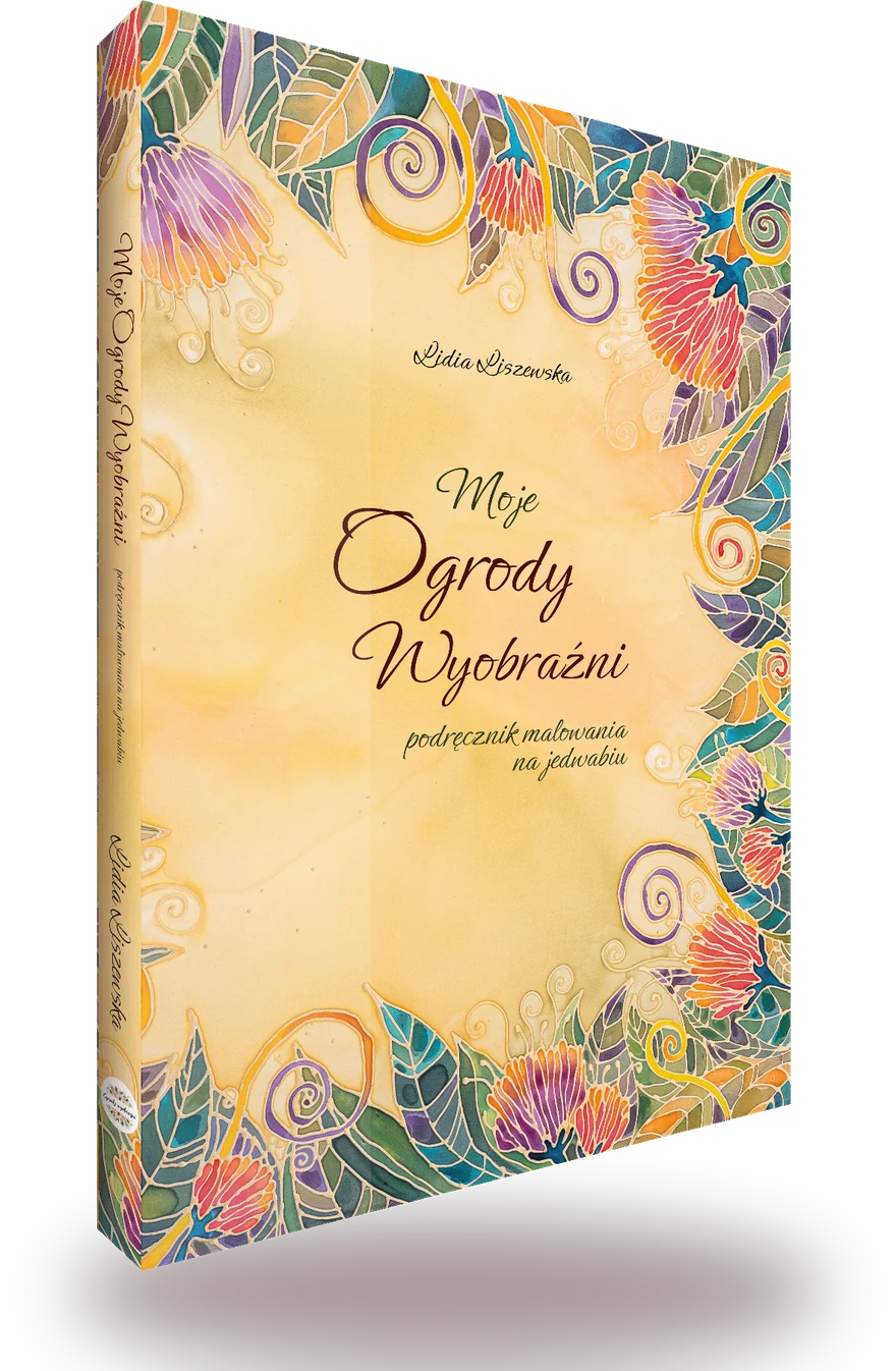 Album Moje Ogrody Wyobraźni w twardej oprawie, widoczny grzbiet z tytułem i nazwiskiem autorki